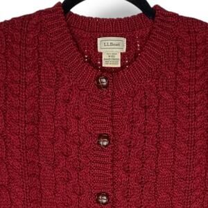 L.L. Bean Fisherman Cardigan 1912 Heritage Sweater Womens Size Small Red Ireland